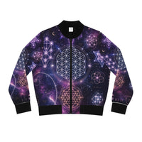 Women's Sacred Geometry Bomber Jacket — Cosmic Bloom