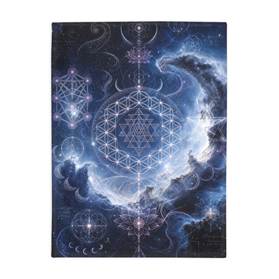 Sacred Geometry Blanket — Blue Flash Nebula