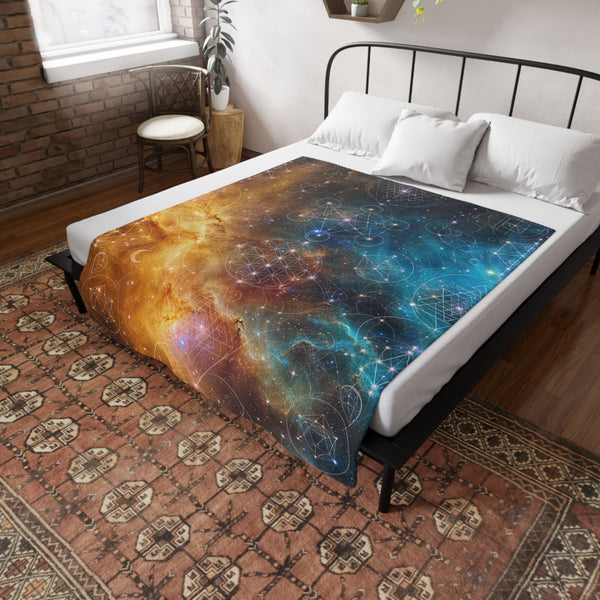 Sacred Geometry Fleece Blanket - Helix Nebula
