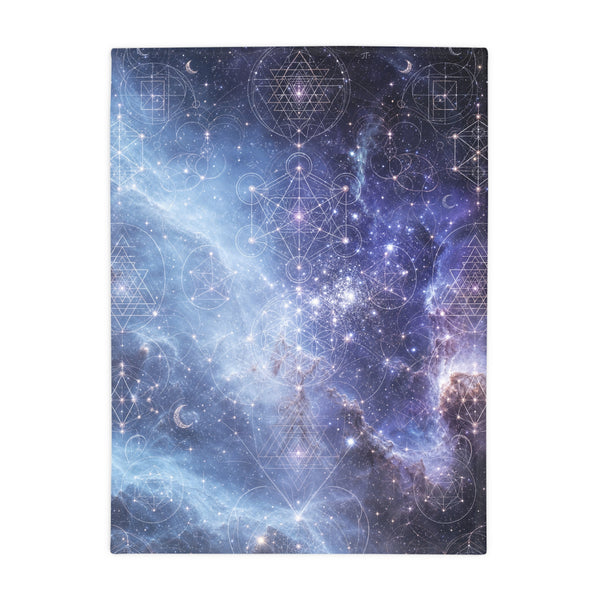 Sacred Geometry Fleece Blanket - Blue Snowball Nebula