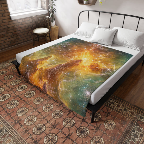 Sacred Geometry Fleece Blanket - Flame Nebula
