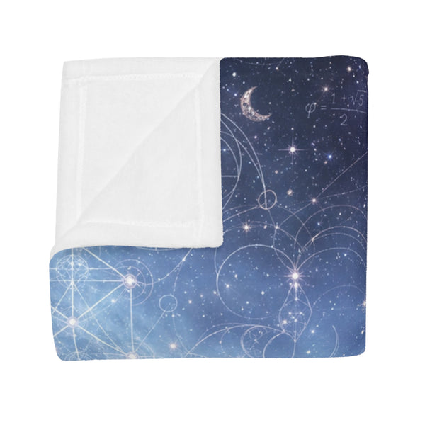 Sacred Geometry Fleece Blanket - Blue Snowball Nebula