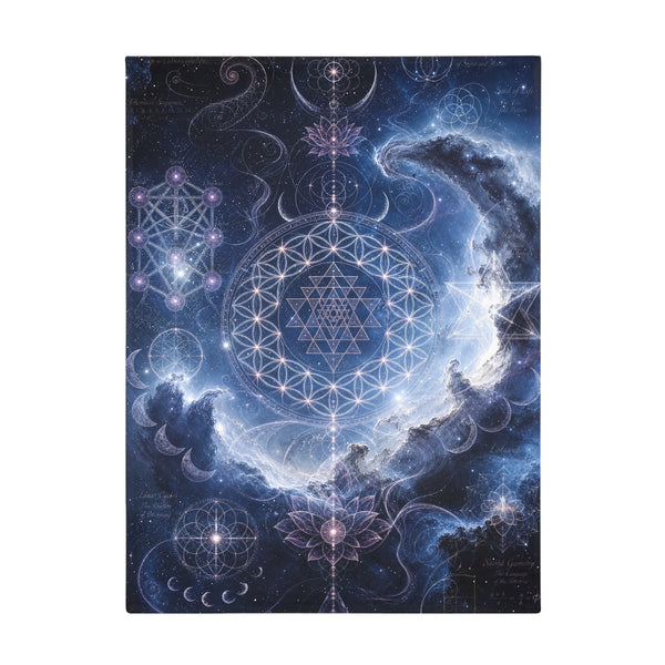 Sacred Geometry Fleece Blanket - Blue Flash Nebula