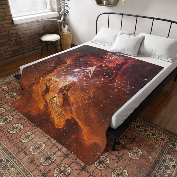 Sacred Geometry Fleece Blanket - Lobster Claw Nebula