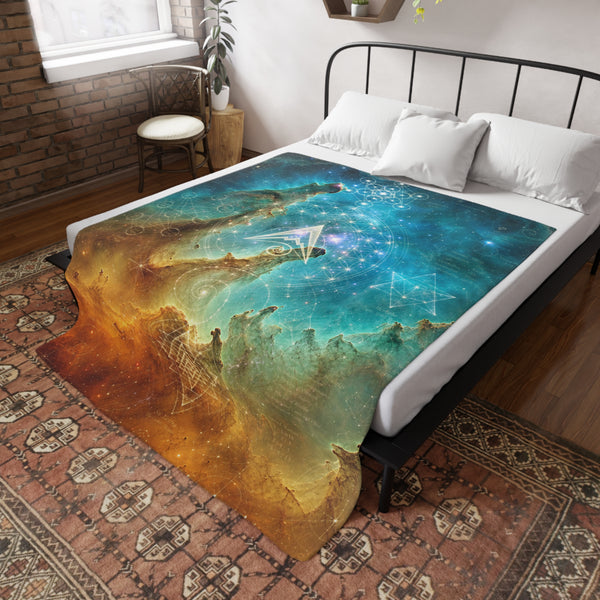Sacred Geometry Fleece Blanket - Bubble Nebula