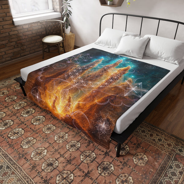 Sacred Geometry Fleece Blanket - Butterfly Nebula
