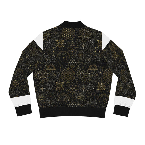Women's Sacred Geometry Bomber Jacket — Cosmic Blueprint