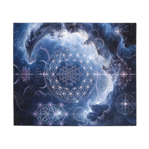 Sacred Geometry Fleece Blanket - Blue Flash Nebula
