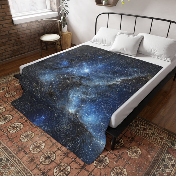 Sacred Geometry Fleece Blanket - Horsehead Nebula