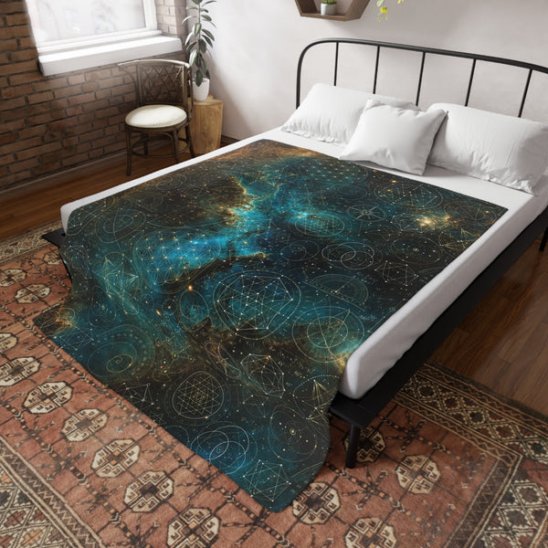 Sacred Geometry Fleece Blanket - Stingray Nebula