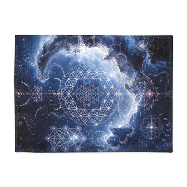 Sacred Geometry Fleece Blanket - Blue Flash Nebula