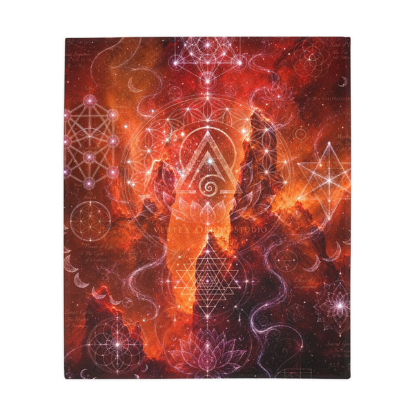 Sacred Geometry Fleece Blanket - Red Spider Nebula