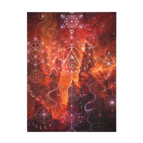Sacred Geometry Fleece Blanket - Red Spider Nebula