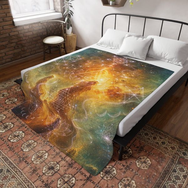 Sacred Geometry Fleece Blanket - Flame Nebula