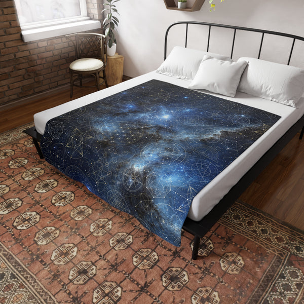 Sacred Geometry Fleece Blanket - Horsehead Nebula