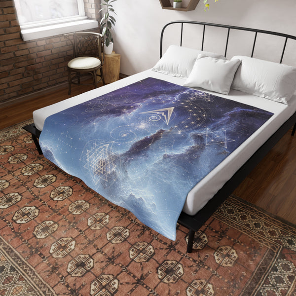 Sacred Geometry Fleece Blanket - Saturn Nebula