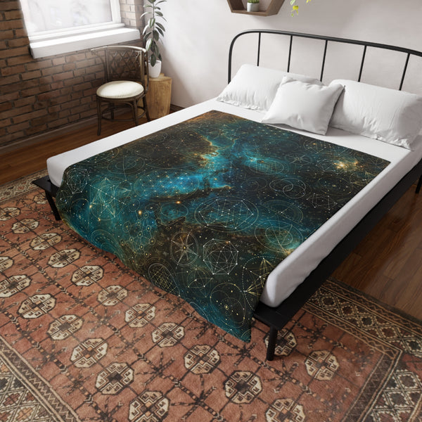 Sacred Geometry Fleece Blanket - Stingray Nebula