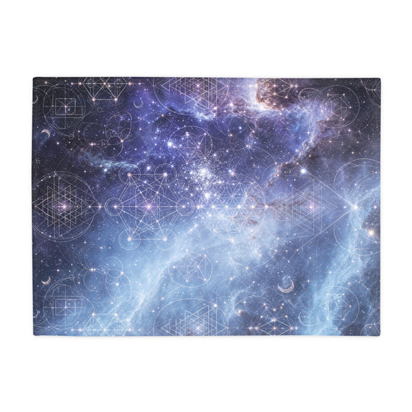 Sacred Geometry Fleece Blanket - Blue Snowball Nebula