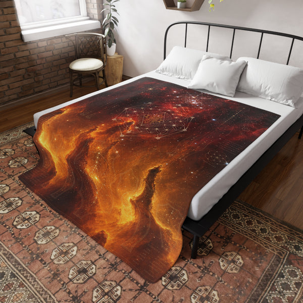 Sacred Geometry Fleece Blanket - Skull & Crossbones Nebula