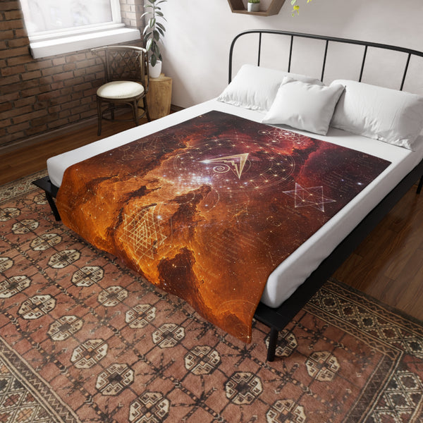 Sacred Geometry Fleece Blanket - Lobster Claw Nebula