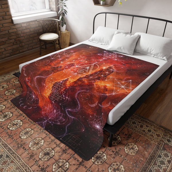 Sacred Geometry Fleece Blanket - Red Spider Nebula