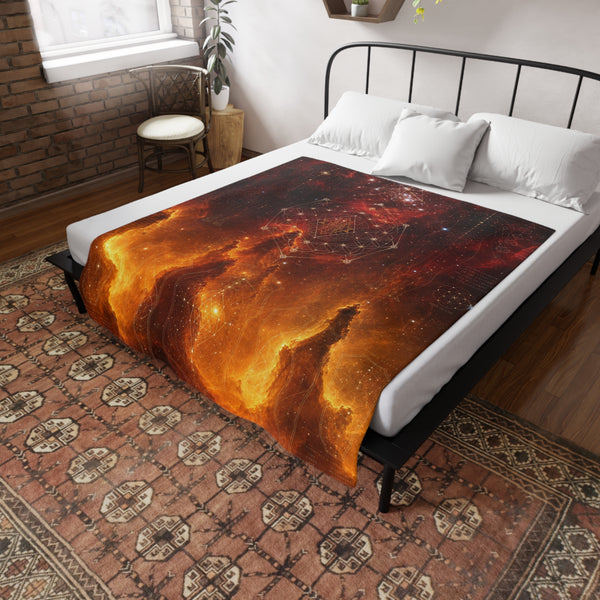 Sacred Geometry Fleece Blanket - Skull & Crossbones Nebula