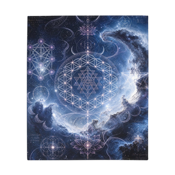 Sacred Geometry Fleece Blanket - Blue Flash Nebula