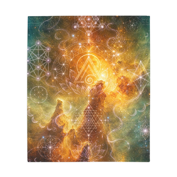 Sacred Geometry Fleece Blanket - Flame Nebula