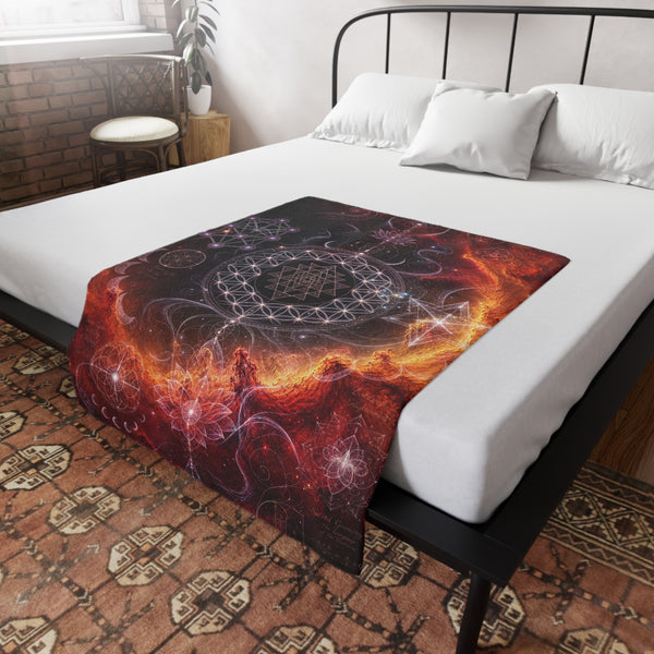 Sacred Geometry Fleece Blanket - Gamma Cygni Nebula