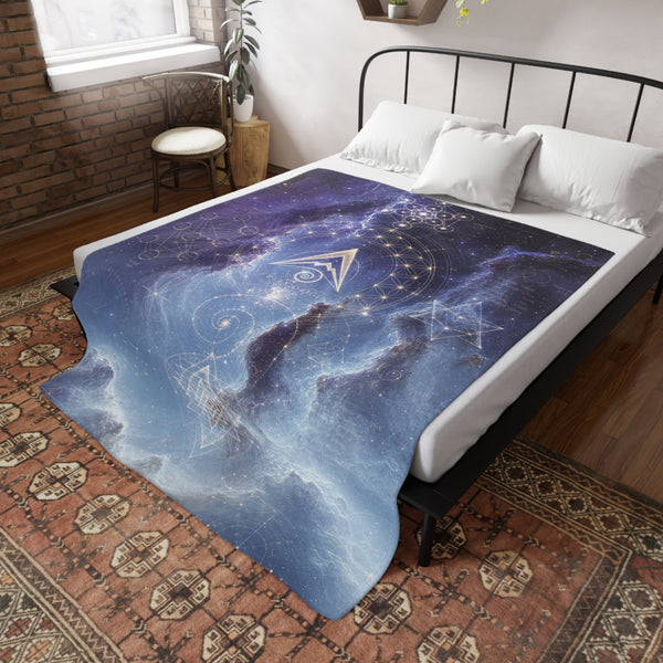 Sacred Geometry Fleece Blanket - Saturn Nebula