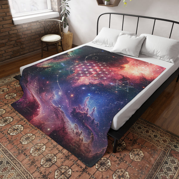 Sacred Geometry Fleece Blanket - Lagoon Nebula