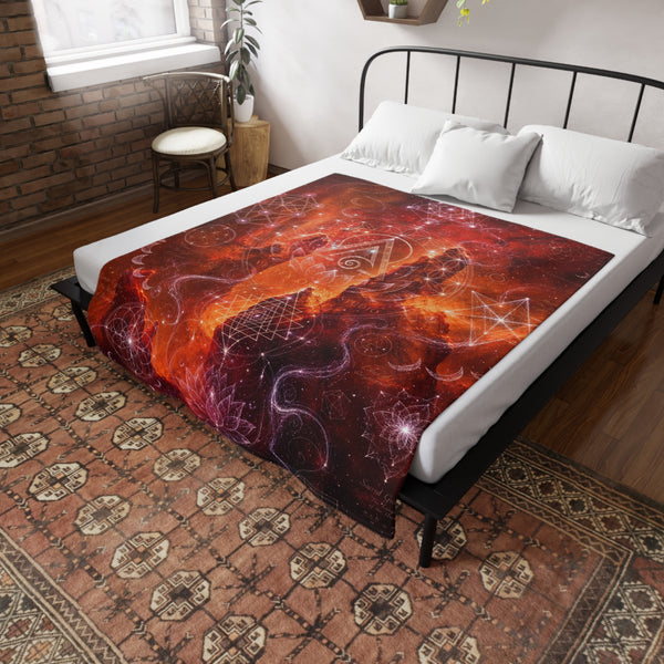 Sacred Geometry Fleece Blanket - Red Spider Nebula