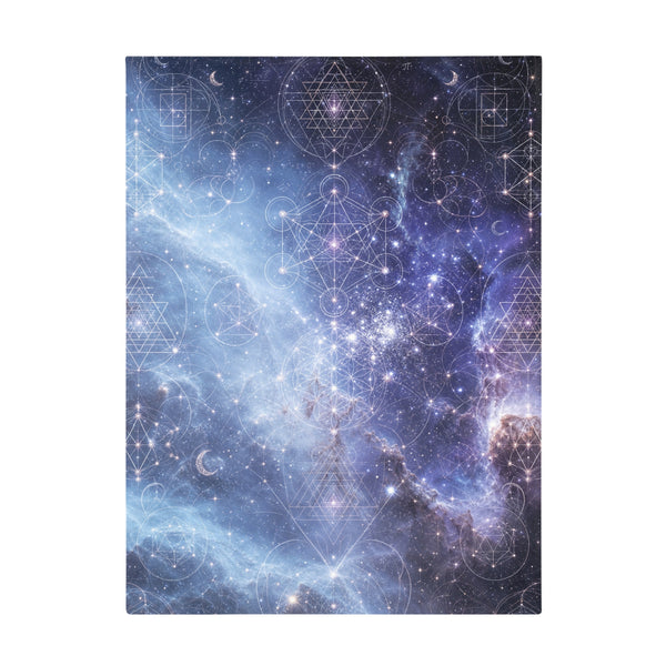 Sacred Geometry Fleece Blanket - Blue Snowball Nebula