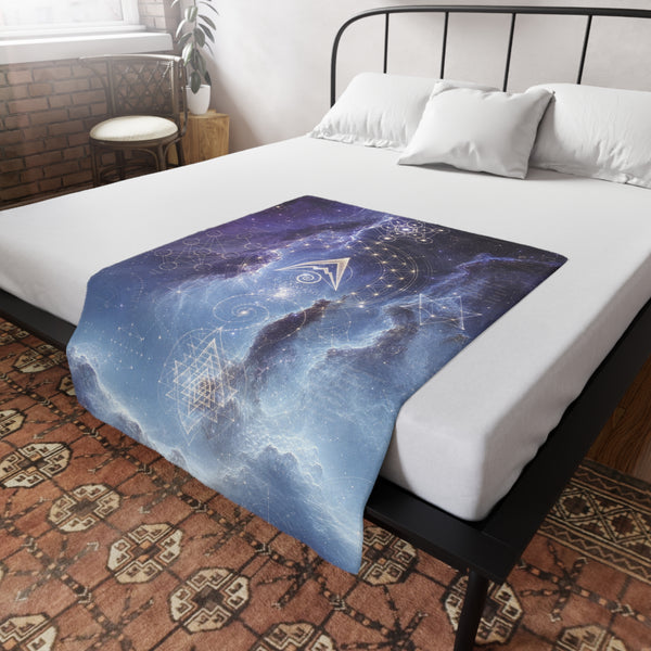 Sacred Geometry Fleece Blanket - Saturn Nebula