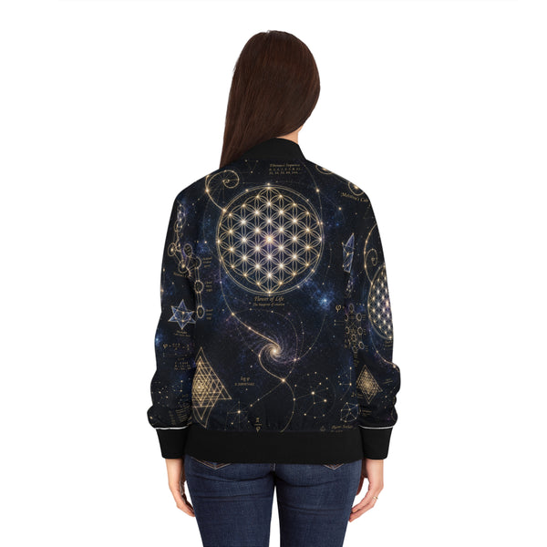 Women's Sacred Geometry Bomber Jacket — Cosmic Constellation