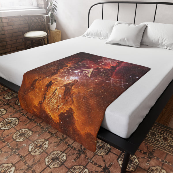 Sacred Geometry Fleece Blanket - Lobster Claw Nebula