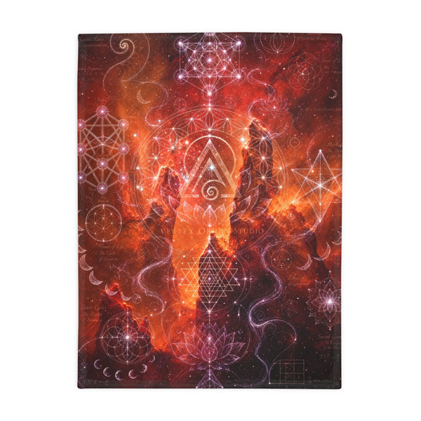 Sacred Geometry Fleece Blanket - Red Spider Nebula