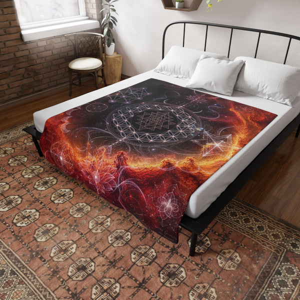 Sacred Geometry Fleece Blanket - Gamma Cygni Nebula