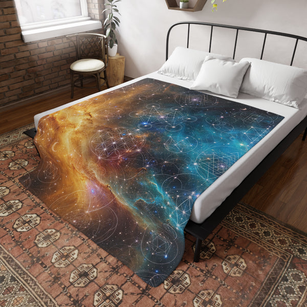 Sacred Geometry Fleece Blanket - Helix Nebula