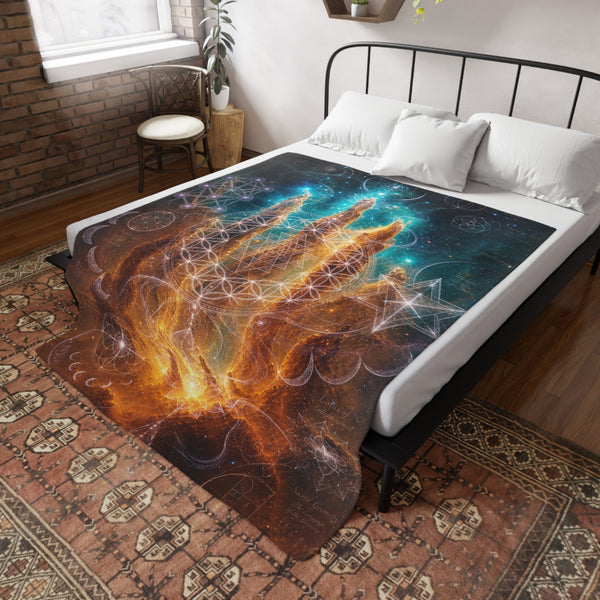 Sacred Geometry Fleece Blanket - Butterfly Nebula