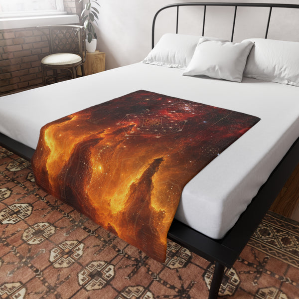 Sacred Geometry Fleece Blanket - Skull & Crossbones Nebula