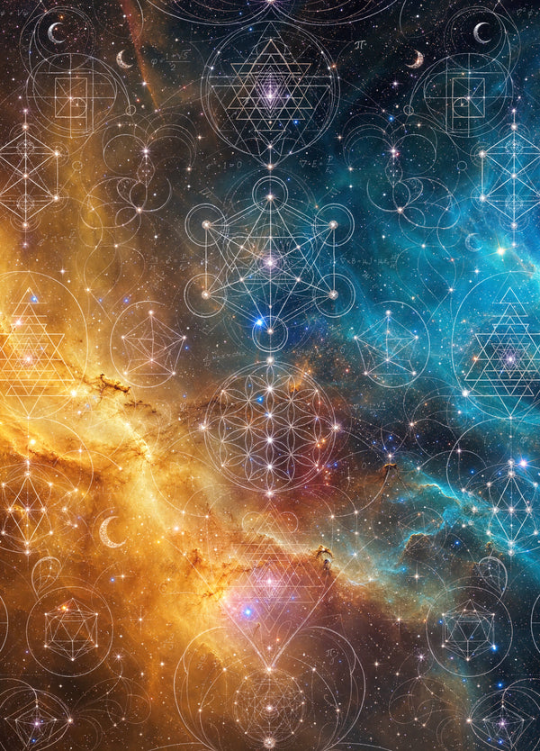 Sacred Geometry Cotton Duvet Cover — Celestial Weave — Summer