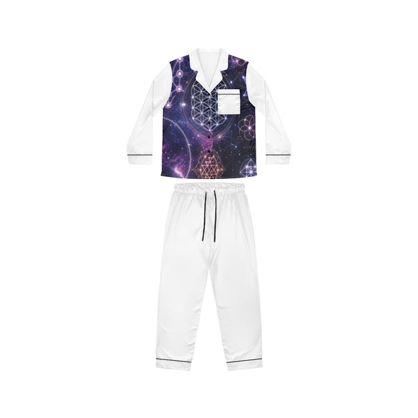 Women's Sacred Geometry Satin Pajamas — Cosmic Feminine — Back