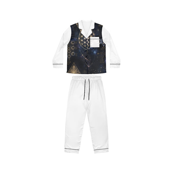 Women's Sacred Geometry Satin Pajamas — Cosmic Constellation — Back