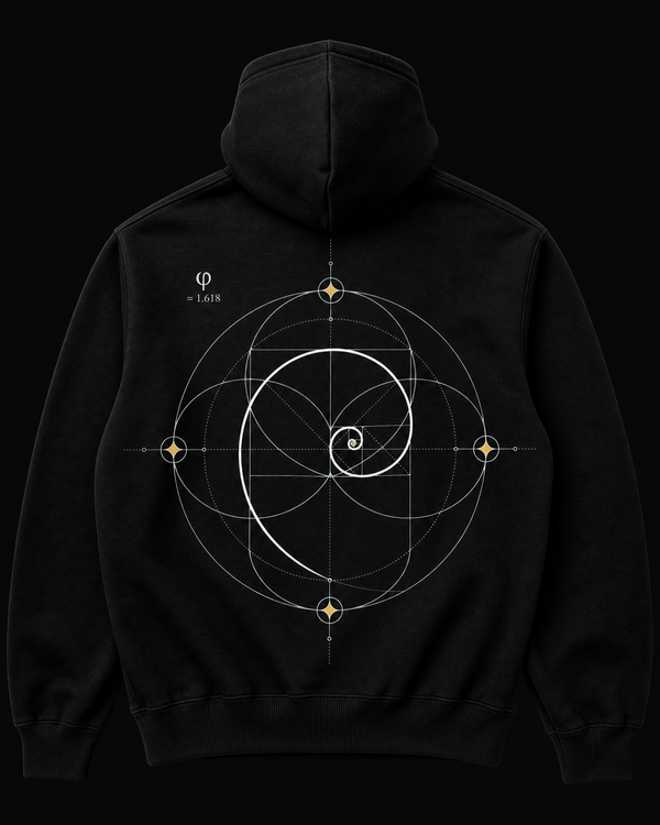 Fibonacci Hoodie Back — Vertex Origin Studio