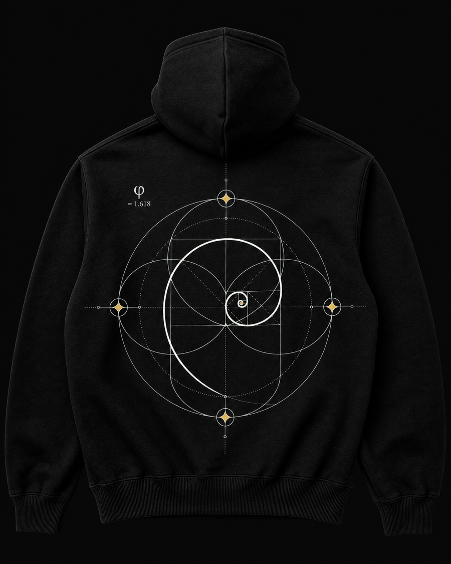 Fibonacci Hoodie Back — Vertex Origin Studio