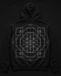 Sacred Grid Hoodie Back — Vertex Origin Studio
