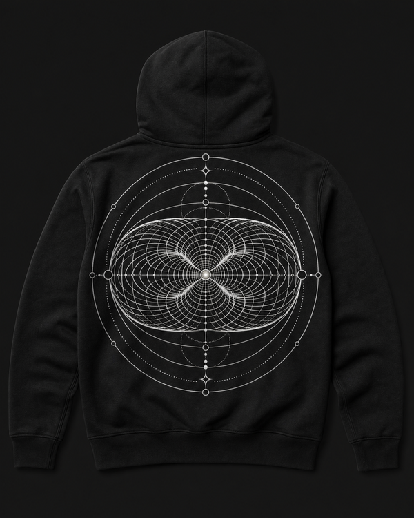 Torus Hoodie Back — Vertex Origin Studio