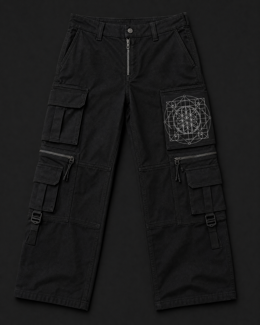 Sacred Grid Cargo Pants — Vertex Origin Studio
