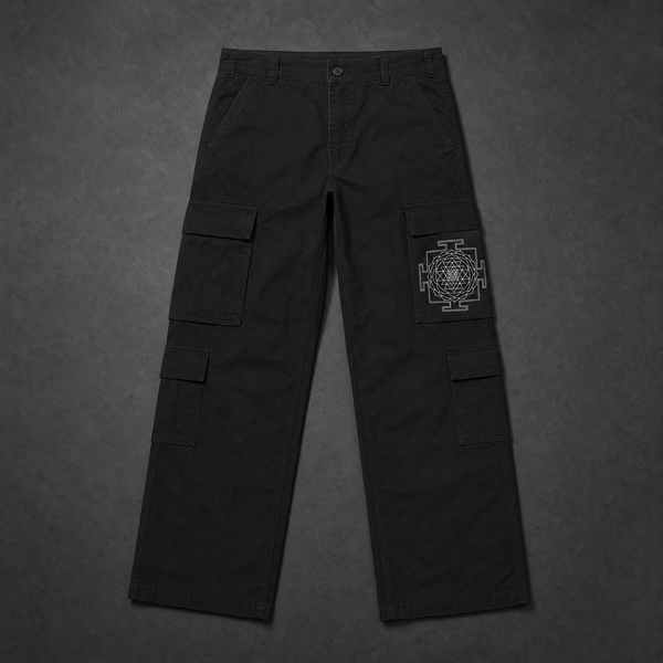 Sri Yantra Straight-Leg Cargo Pants Front